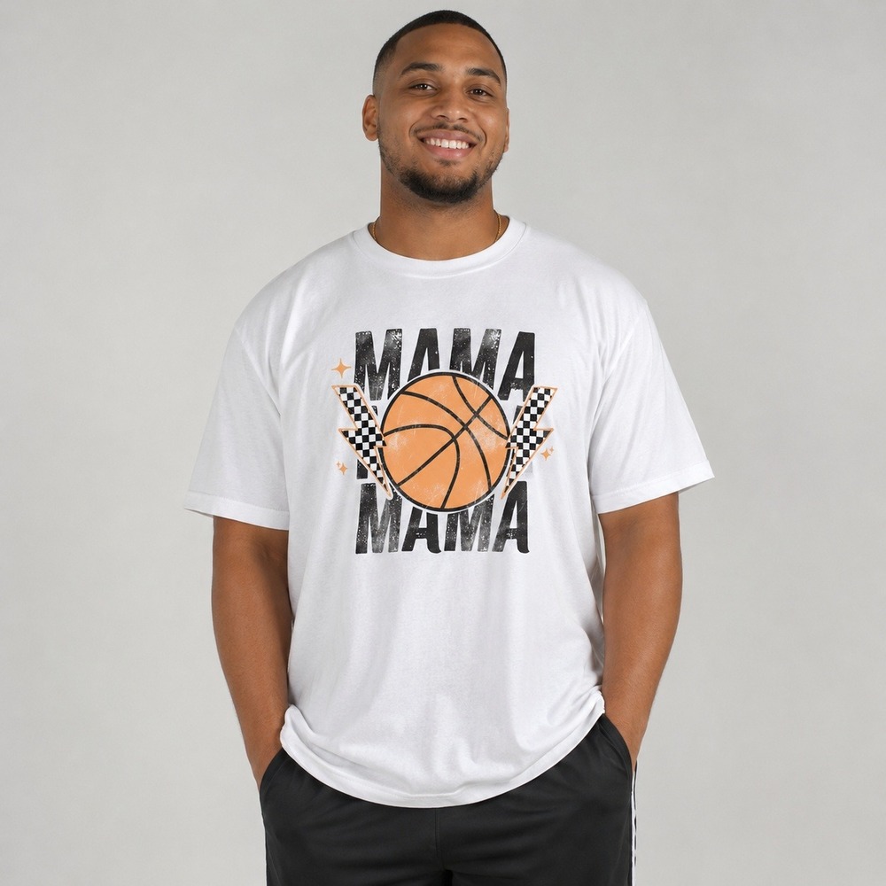 Mens Mama Basketball Graphic Tee White Short Sleeve Crew Neck‎ Shirt 2XL NEW